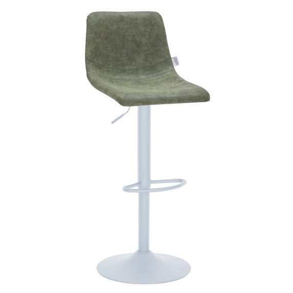 LeisureMod Adjustable Height Bar Stool with Leather Upholstery Powder-Coated Iron Base and High-Density Foam Seat for Modern Kitchen and Bar Tilbury Collection in Olive Green