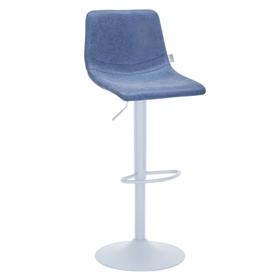 LeisureMod Adjustable Height Bar Stool with Leather Upholstery Powder-Coated Iron Base and High-Density Foam Seat for Modern Kitchen and Bar Tilbury Collection in Peacock Blue