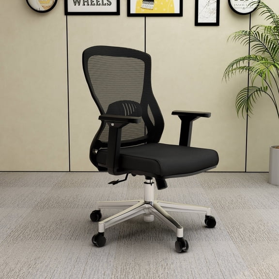 LeisureMod Adorit Office Chair Ergonomic Mid-Back Mesh Computer Chair with Swivel & Tilt – Comfortable Desk Chair for Home Office & Workspace in Black