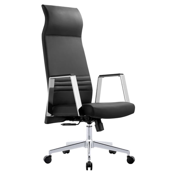 LeisureMod Aleen High-Back Office Chair in Upholstered Leather
