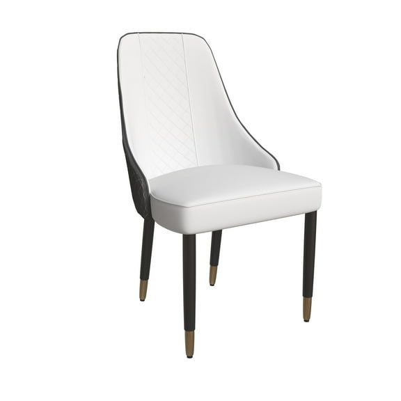 LeisureMod Allure Dining Chairs Modern Upholstered Seat and Back Solid Wood Legs Contemporary for Kitchen and Dining Room in White Black