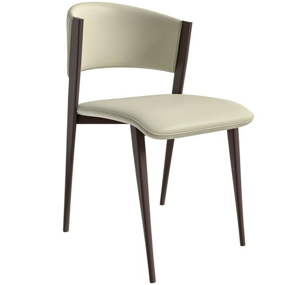 LeisureMod Modern Dining Chair, Upholstered Leather Kitchen Room Chairs, with Metal Legs, Stylish and Ergonomic Design Aspen Series, Light Grey