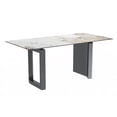 thumbnail image 1 of LeisureMod Astra Series Modern Rectangular 62” Dining Table with Sintered Stone Wide Top and Stainless-Steel Base in White Grey, 1 of 10