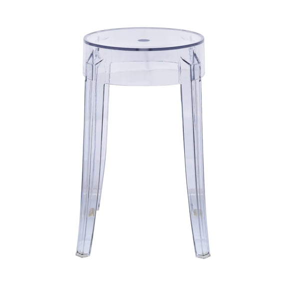 LeisureMod Averill Mid-Century Modern Plastic Dining Stool with Sturdy Seat and Legs - Stylish and Comfortable Plastic Stool for Kitchen and Dining Room, Clear (Single)