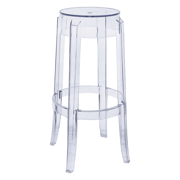 LeisureMod Averill Plastic Barstool with Clear Acrylic Seat and Legs Single
