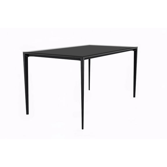 LeisureMod Avo 55" Dining Table, Mid-Century Modern Rectangular Table with Black Aluminum Legs, Fixed Height Dining Table with Sturdy Straight Legs for Dining Room and Kitchen (Clear)