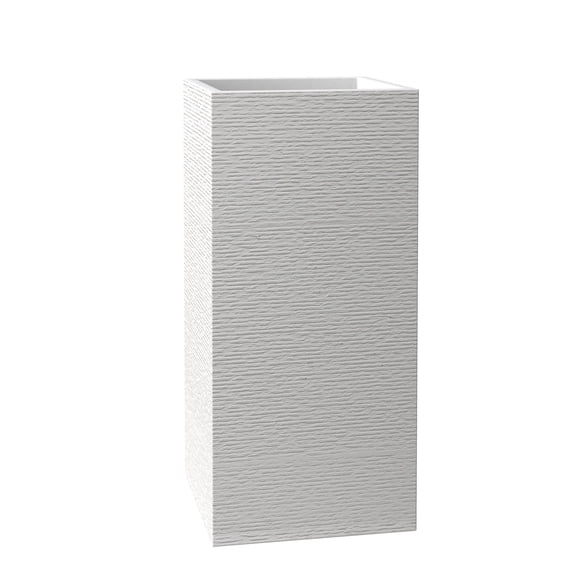 LeisureMod Tall Square Planter Pot – Fiberstone & MGO Clay Modern Planter for Indoor & Outdoor Use, Mid-Century Decorative Large Planter for Home, Garden, Patio & Balcony, 24 Inch, White