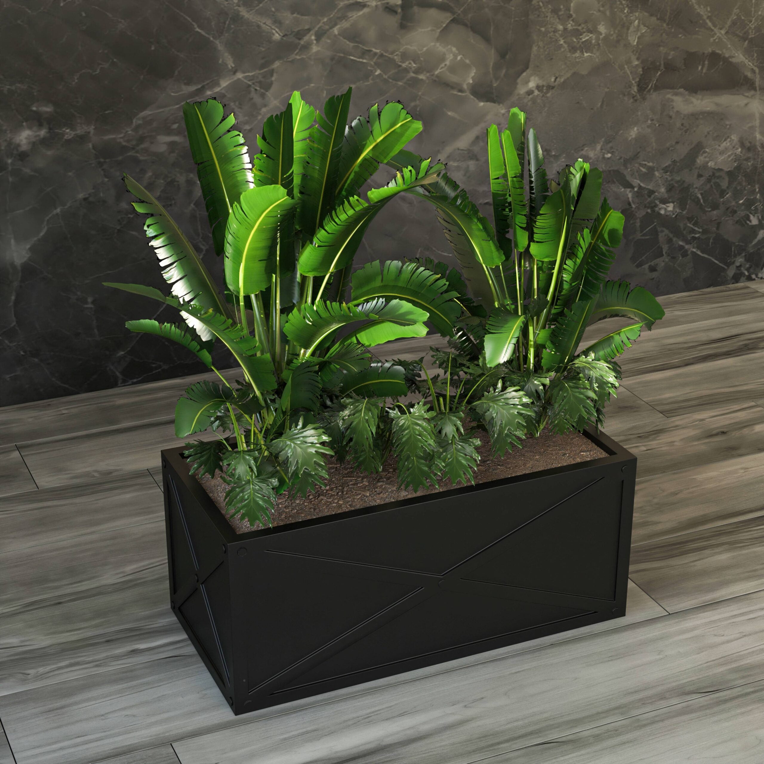 LeisureMod Bonsai Modern Fiberstone and Clay Planter - Rectangular  Weather-Resistant Planter Box with Drainage Holes for Indoor and Outdoor  (Black) - Walmart.com