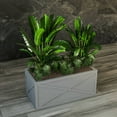 thumbnail image 1 of LeisureMod Bonsai Modern Fiberstone and Clay Planter - Rectangular Weather-Resistant Planter Box with Drainage Holes for Indoor and Outdoor (Grey), 1 of 9