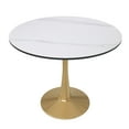 thumbnail image 1 of LeisureMod Round Dining Table Modern 31" Sintered Stone Tabletop with Gold Steel Pedestal Base for Kitchen and Living Room Bristol Series in Natural Wood, 1 of 10