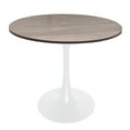 thumbnail image 1 of LeisureMod Round Dining Table Modern 36" MDF Wood Tabletop with White Steel Pedestal Base for Kitchen and Living Room Bristol Series in Dark Walnut, 1 of 5