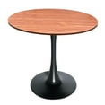 thumbnail image 1 of LeisureMod Bristol Mid-Century Modern 36" Round Table with Wood Top and Iron Pedestal Black Base with Gloss Finish for Kitchen and Dining Room, Cognac Brown, 1 of 8