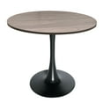 thumbnail image 1 of LeisureMod Bristol Mid-Century Modern 36" Round Table with Wood Top and Iron Pedestal Black Base with Gloss Finish for Kitchen and Dining Room, Dark Walnut, 1 of 8