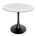 thumbnail image 1 of LeisureMod Bristol Mid-Century Modern 36" Round Table with Wood Top and Iron Pedestal Black Base with Gloss Finish for Kitchen and Dining Room, Light Natural, 1 of 8