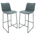 thumbnail image 1 of LeisureMod Brooklyn Modern Leather Bar Stool Set of 2 in Peacock Blue, 1 of 8