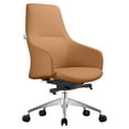 thumbnail image 1 of LeisureMod Celeste Mid-Century Modern Office Chair in Upholstered Faux Leather and Iron Frame with Swivel and Tilt (Acorn Brown), 1 of 4