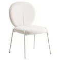 thumbnail image 1 of LeisureMod Celestial Mid-Century Modern Boucle Dining Side Chair with White Powder Coated Iron Frame for Dining Room and Kitchen (White), 1 of 5