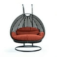 thumbnail image 1 of LeisureMod 2 Person Wicker Egg Chair Outdoor Indoor Bedroom Patio Hanging Lounge Swing Hammock Chairs with Black Stand and UV Resistant Cushions (Dark Orange), 1 of 10