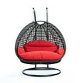 thumbnail image 1 of LeisureMod 2 Person Wicker Egg Chair Outdoor Indoor Bedroom Patio Hanging Lounge Swing Hammock Chairs with Black Stand and UV Resistant Cushions (Red), 1 of 10