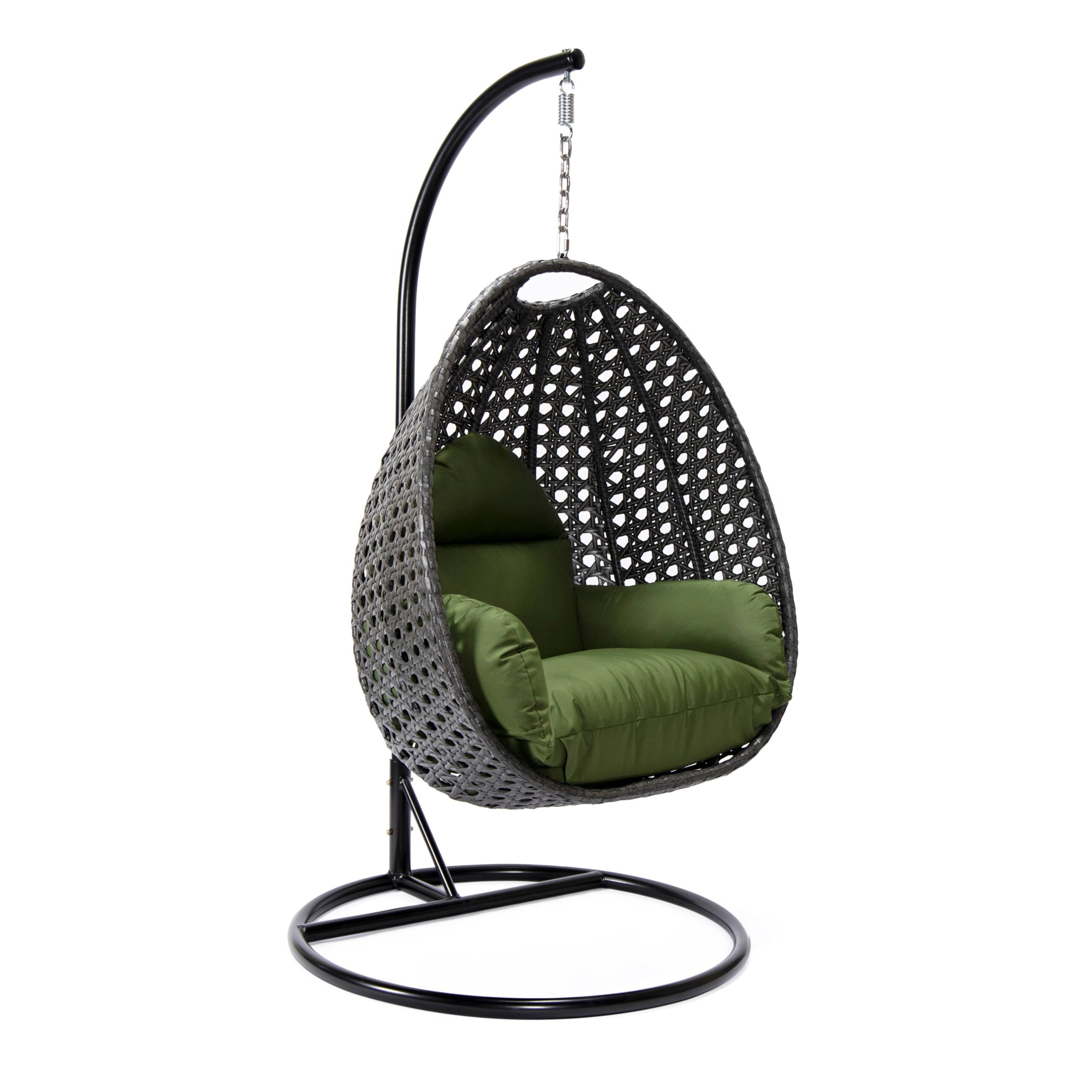 Leisuremod egg charcoal blue on sale wicker hanging swing chair