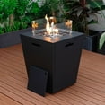 thumbnail image 1 of LeisureMod Chelsea 32" Propane Gas Fire Pit Table, Black Steel CSA-Certified Outdoor Firepit with Tempered Glass Wind Guard & Lid – Patio Heater for Backyard or Garden, 1 of 9