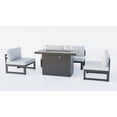 thumbnail image 1 of LeisureMod Chelsea 5-Piece Middle Patio Chairs and Fire Pit Table Set With Cushions, Light Grey, 1 of 9