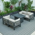thumbnail image 1 of LeisureMod Chelsea 5-Piece Sectional Loveseat and Fireplace Set Black Aluminum with Cushions, 1 of 5