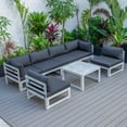 thumbnail image 1 of LeisureMod Chelsea 7-Piece Outdoor Patio Conversation Set in Weathered Grey Aluminum with Coffee Table & Cushions In Black, 1 of 13