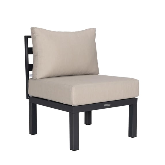 LeisureMod Chelsea 7-Piece Outdoor Patio Conversation Set – Aluminum Modular Sofa Seating with Cushions and Coffee Table for Backyard, Garden, Deck, Porch, Balcony & Poolside, Biege