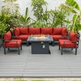 thumbnail image 1 of LeisureMod Chelsea 7-Piece Sectional And Fire Pit Table With Cushions in Red, 1 of 27