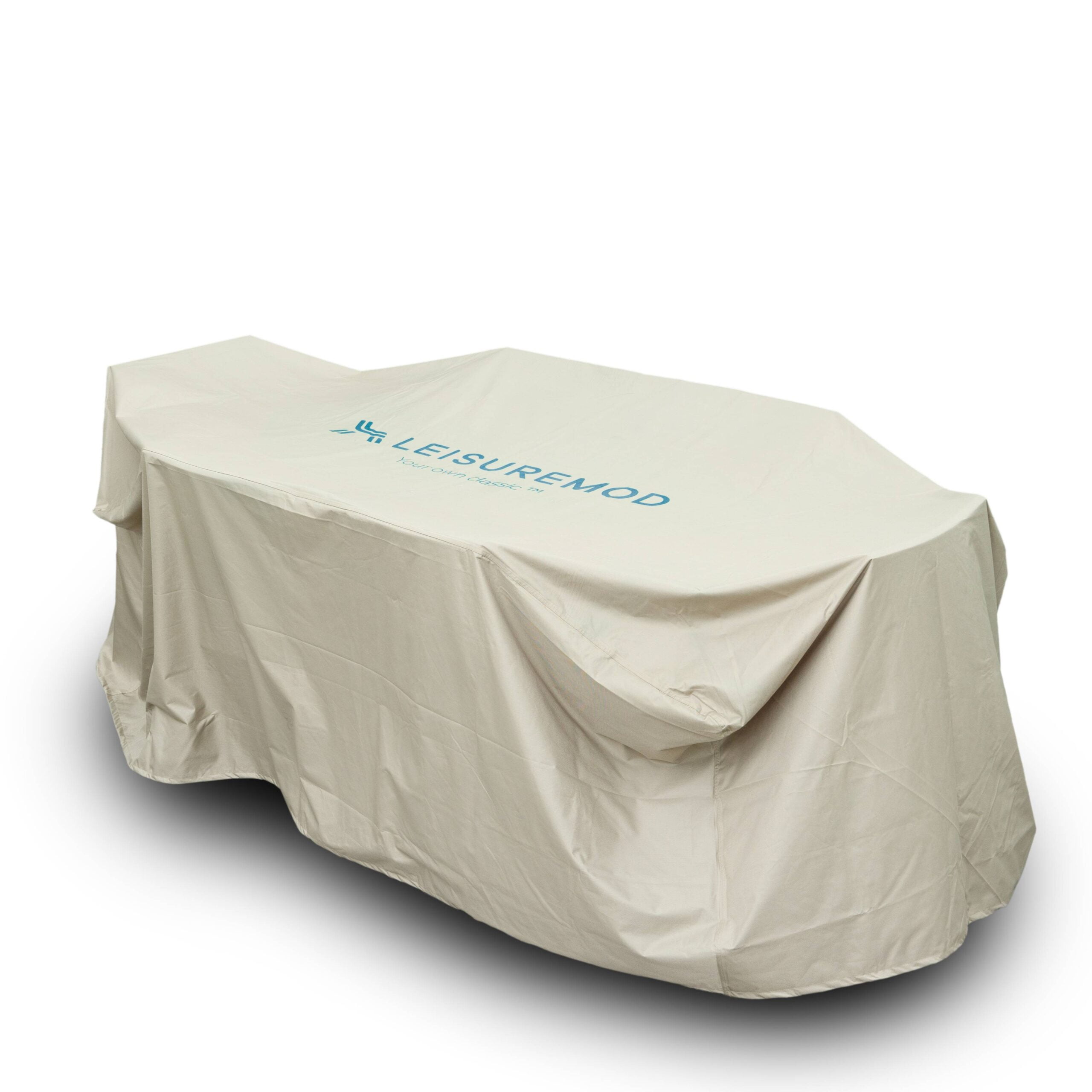 LeisureMod 63" Beige Vinyl Outdoor Patio Dining Set Rain Cover