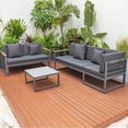 thumbnail image 1 of LeisureMod Chelsea Black Sectional Sofa with Adjustable Headrest and Coffee Table Set - Modern Deck or Garden Furniture, 1 of 17