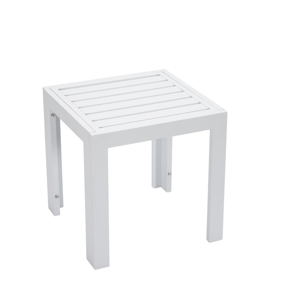 Chelsea White Aluminum Square Patio Side Table
