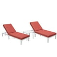 thumbnail image 1 of LeisureMod Chelsea Modern White Aluminum Outdoor Chaise Lounge Chair Set of 2 With Side Table & Red Cushions, 1 of 12