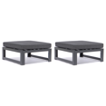 thumbnail image 1 of LeisureMod Chelsea Outdoor Patio Black Aluminum Ottomans With Black Cushions Set Of 2, 1 of 6