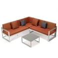 thumbnail image 1 of LeisureMod Chelsea White Sectional With Adjustable Headrest & Coffee Table With Two Tone Cushions, 1 of 14