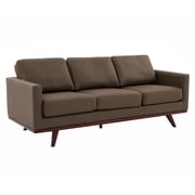 LeisureMod Chester Modern Faux Sofa in Taupe Leather