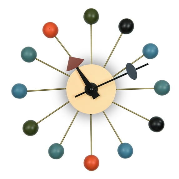 LeisureMod Concordia Modern Design Round Colorful Balls Silent Non-Ticking Wall Clock
