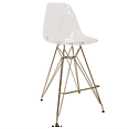 thumbnail image 1 of LeisureMod Cresco Modern Acrylic Counter Height Barstool - Gold Chrome Base, Comfortable Kitchen or Dining Stool, Durable Design, 1 of 7