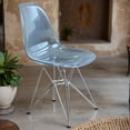 thumbnail image 1 of Cresco Dining Chair in Acrylic with Chrome Eiffel Base and Curved Back Design Lightweight Easy Assembly for Modern Home, Kitchen, Cafes in Transparent Blue, 1 of 7