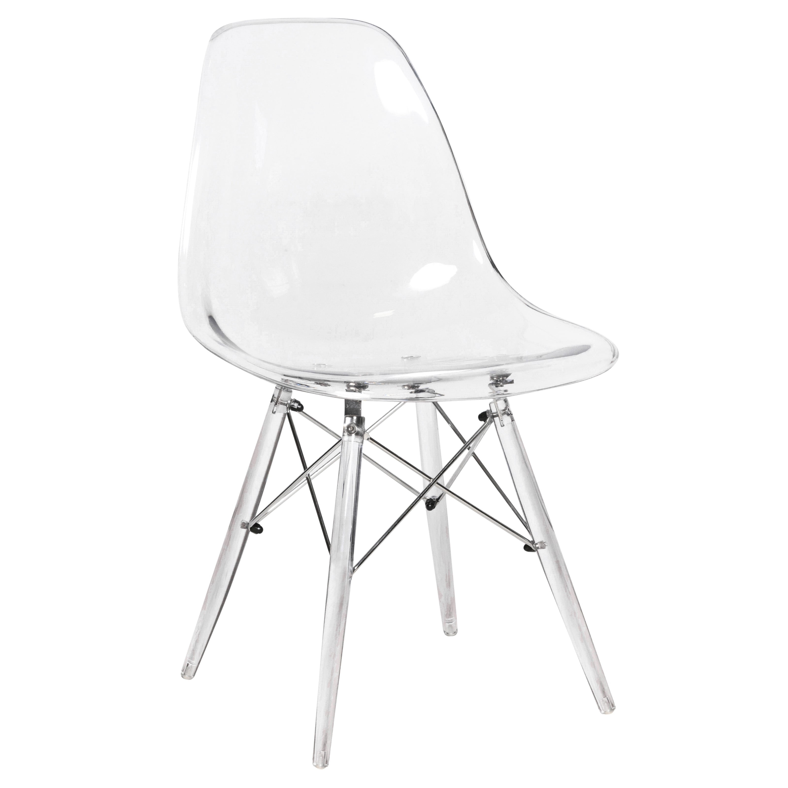 Dover High Back Cross Side Chair in Matte Clear Plastic
