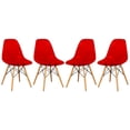 thumbnail image 1 of LeisureMod Cresco Plastic Molded Dining Side Chair – Modern Design, Ergonomic Comfort, Stylish Home Décor, Easy to Clean, Versatile for Dining Room, Kitchen, and Office Set of 4 (Transparent Red), 1 of 8