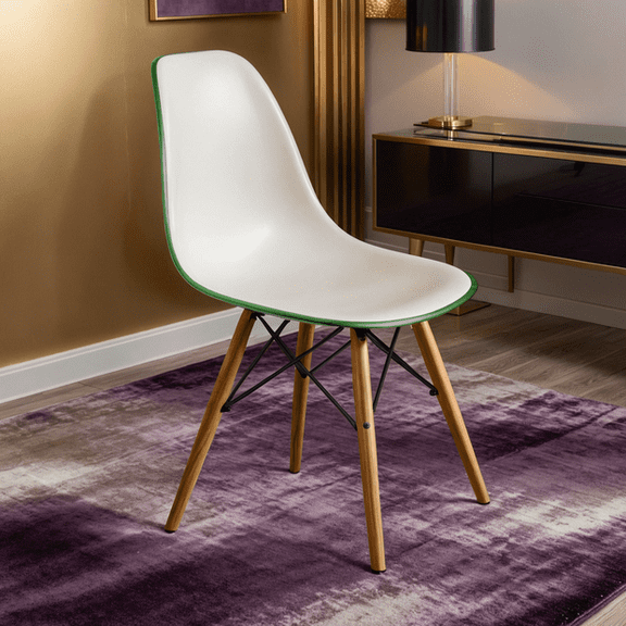 LeisureMod Cresco Plastic Molded Dining Side Chair – Modern Design, Ergonomic Comfort, Stylish Home Décor, Easy to Clean, Versatile for Dining Room, Kitchen, and Office (White Green)