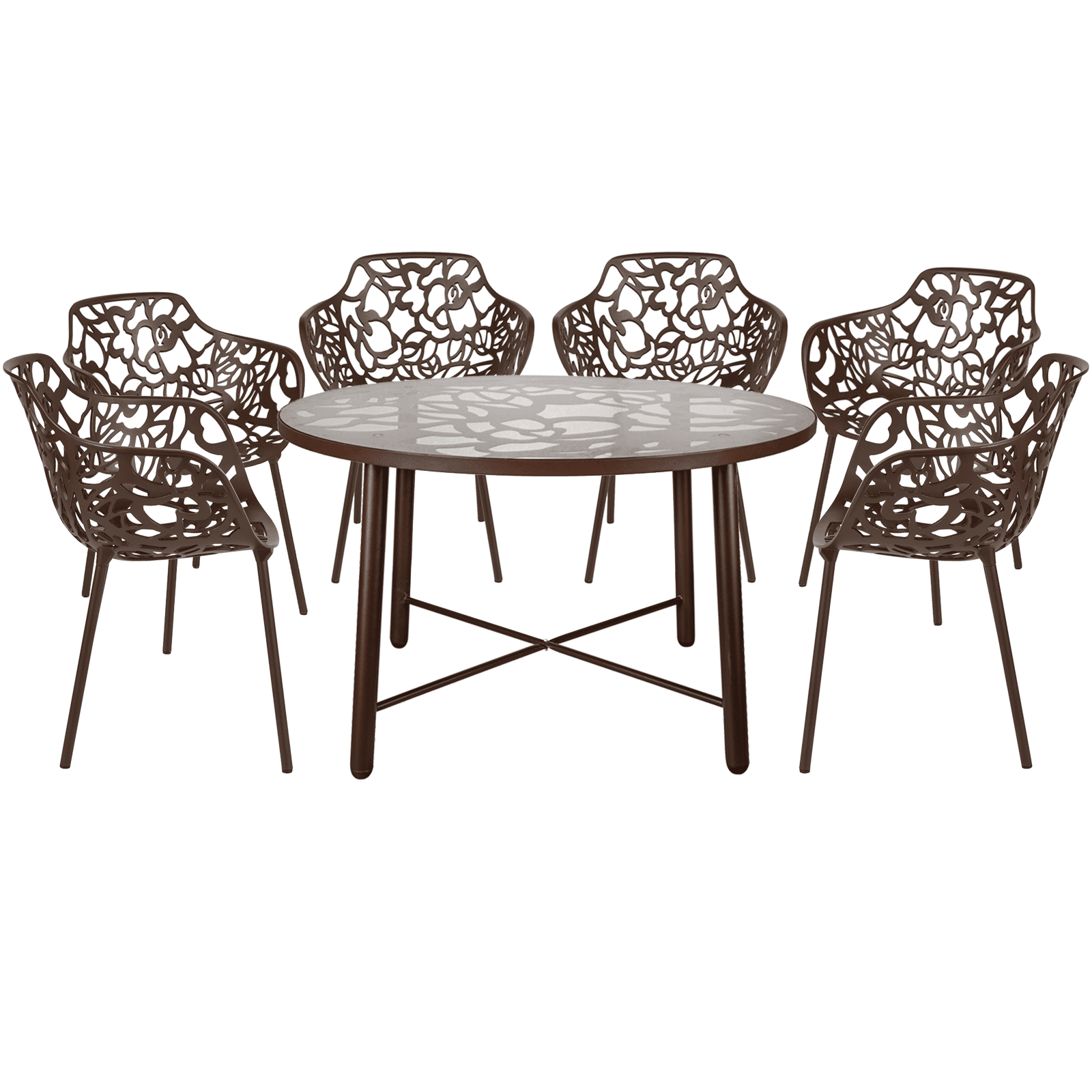 LeisureMod Devon Mid-Century Modern 7-Piece Aluminum Outdoor Patio ...