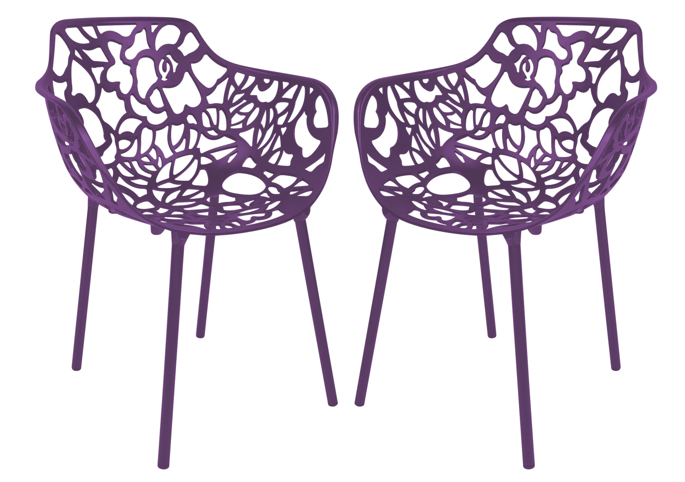 Devon Purple Aluminum Outdoor Dining Armchair Set of 2