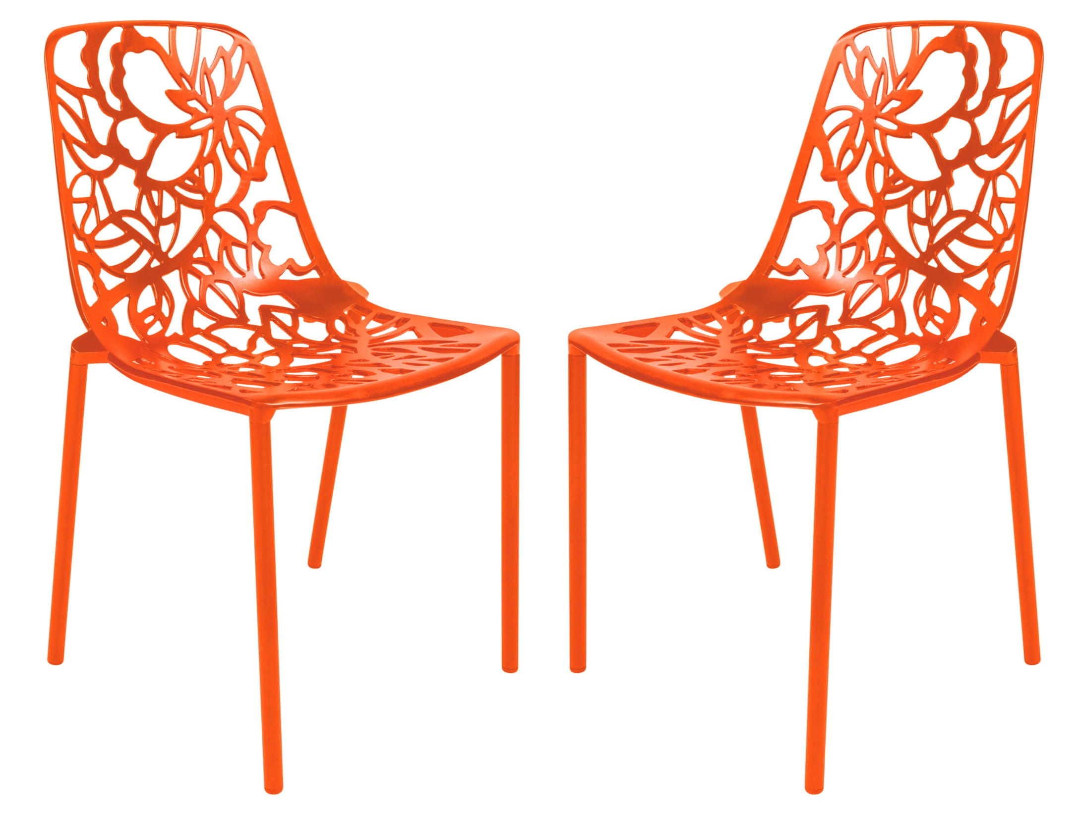 Devon Orange Aluminum Modern Outdoor Dining Chair Set
