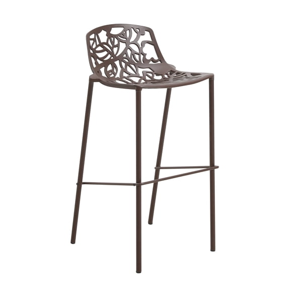 LeisureMod Devon Mid-Century Modern Aluminum Bar Stool with Powder Coated Frame and Footrest