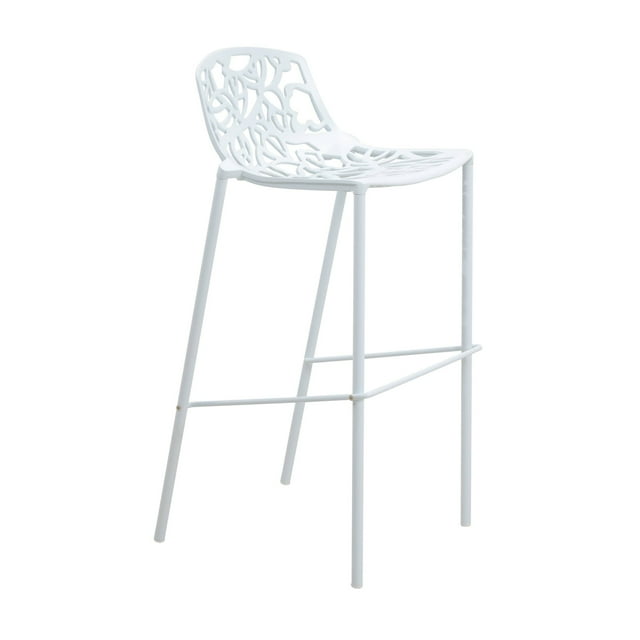 LeisureMod Devon Mid-Century Modern Aluminum Bar Stool with Powder Coated Frame and Footrest