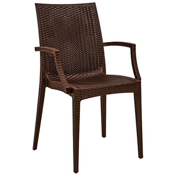 LeisureMod Dining Arm Chair in Polypropylene with Weave Design Lightweight and Stackable Indoor and Outdoor Use for Modern Home, Patio, Backyard, Living Room Mace Collection