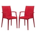 thumbnail image 1 of LeisureMod Dining Arm Chair in Polypropylene with Weave Design Lightweight and Stackable Indoor and Outdoor Use for Modern Home, Patio, Backyard, Living Room Mace Collection Set of 2, 1 of 8